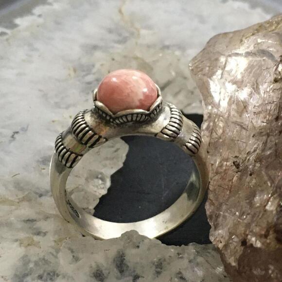 Carolyn Pollack Vintage Sterling Silver Round Rhodonite Decorated Ring For Women - Picture 5 of 10